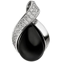 Anhänger 925 Sterling Silber mit Zirkonia 1 Onyx schwarz