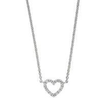 Collier Halskette Herz 925 Sterling Silber mit Zirkonia 42 cm