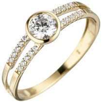 Damen Ring 333 Gelbgold 21 Zirkonia, Goldring