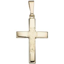 Anhänger Kreuz 585 Gold Gelbgold gehämmert Goldkreuz