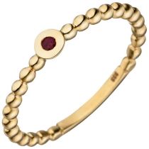 Damen Ring Kugel 333 Gelbgold 1 Rubin rot Kugelring Rubinring