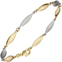 Armband 585 Gold Gelbgold Weißgold bicolor matt 19,5 cm