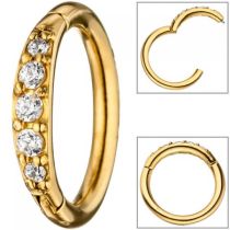 Segmentring Edelstahl gold farben beschichtet mit SWAROVSKI® ELEMENTS