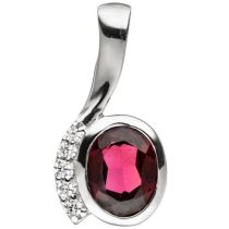 Anhänger 925 Sterling Silber mit Zirkonia 1 Granat rot Silber Anhänger