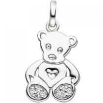 Kinder Anhänger Teddy Teddybär 925 Sterling Silber 8 Zirkonia