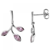 Ohrhänger 925 Sterling Silber 6 Zirkonia rosa Ohrringe Ohrstecker