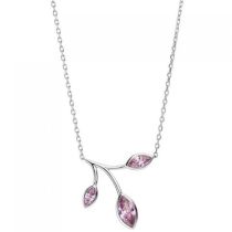 Collier Kette mit Anhänger 925 Sterling Silber 3 Zirkonia rosa 45 cm Kette