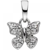 Kinder Anhänger Schmetterling 925 Sterling Silber mit Zirkonia