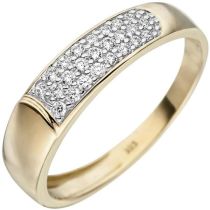 Damen Ring 333 Gelbgold mit 24 Zirkonia 4,9 mm breit