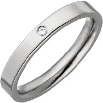 Partner Ring schmal Titan 1 Diamant Brillant Partnerring Titanring