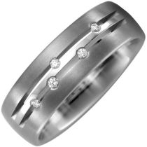 Partner Ring Titan teil matt 5 Diamanten 0,05ct. Partnerring