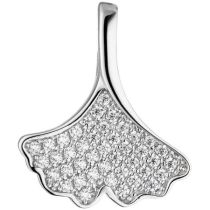 Anhänger Ginko Ginkgo 925 Sterling Silber Zirkonia SilberAnhänger