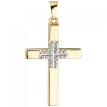 Anhänger Kreuz 375 Gelbgold Kreuzanhänger Goldkreuz