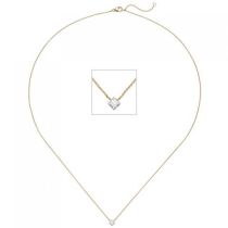 Collier mit Anhänger 750 Gelbgold Weißgold bicolor 1 Diamant Brillant 45 cm