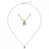 Collier Kette mit Anhänger 585 Gold Gelbgold 1 Diamant Brillant 1,0 ct. 45 cm