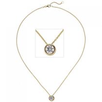 Collier Kette mit Anhänger, 585 Gold Gelbgold 1 Diamant Brillant 1,0 ct. 45 cm