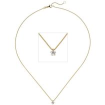 Collier-Kette mit Anhänger 585 Gelbgold 1 Diamant Brillant 0,25 ct. 45 cm