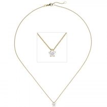 Collier Kette mit Anhänger 585 Gelbgold 1 Diamant Brillant 0,50 ct., 45 cm