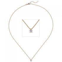 Collier Kette mit Anhänger 585 Rotgold 1 Diamant Brillant 0,25 ct., 45 cm