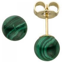 Ohrstecker 585 Gelbgold 2 Malachite grün Ohrringe Malachitohrstecker