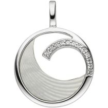 Anhänger 925 Sterling Silber 12 Zirkonia 1 Perlmutt Einlage