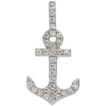 Anhänger Anker 925 Sterling Silber 32 Zirkonia Ankeranhänger