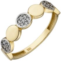 Damen Ring 333 Gelbgold, bicolor 21 Zirkonia Goldring