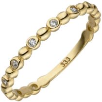 Damen Ring Kugel 333 Gelbgold 11 Zirkonia, Goldring Kugelring