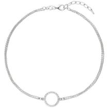 Fußkettchen Fußkette 925 Sterling Silber 24 Zirkonia 26 cm