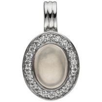 Anhänger Einhänger Oval 925 Sterling Silber 1 Rosenquarz 22 Zirkonia