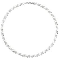 Collier Halskette 925 Silber matt 144 Zirkonia 45 cm Kette Silberkette