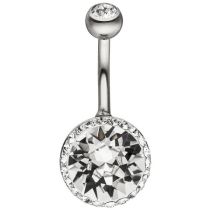 Bauchnabel Piercing aus Edelstahl mit SWAROVSKI® ELEMENTS 10 mm