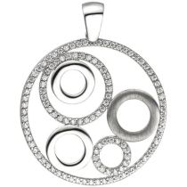 Anhänger rund 925 Sterling Silber 111 Zirkonia Silberanhänger