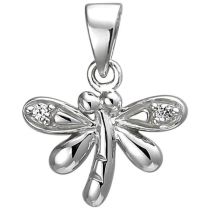 Kinder Anhänger Libelle 925 Sterling Silber 2 Zirkonia Silberanhänger