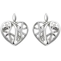 Ohrhänger Herz/Blumen 925 Sterling Silber 70 Zirkonia Ohrringe