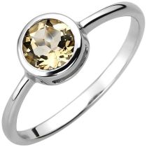 Damen Ring 925 Sterling Silber, 1 Citrin gelb