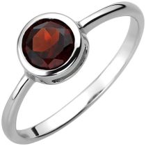 Damen Ring 925 Sterling Silber 1 Granat rot