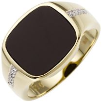 Herren Ring 585 Gold Gelbgold2 Diamanten 1 Onyx