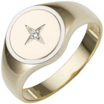 Herren Ring 585 Gold Gelbgold Diamant Herrenring