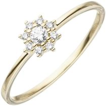 Damen Ring 333 Gold, Gelbgold 9 Zirkonia