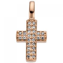 Anhänger Kreuz 585 Gold Rotgold 26 Diamanten Brillanten 0,08ct.