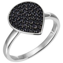 Damen Ring Tropfen 925 Sterling Silber 51 Zirkonia schwarz