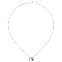 Collier Kette mit Anhänger 925 Silber bicolor vergoldet 18 Zirkonia 45 cm