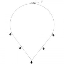 Collier Halskette 925 Sterling Silber 5 Onyxe 45 cm