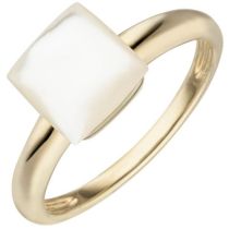 Damen Ring Perlmutt 925 Silber gold 1 Perlmutt-Einlage