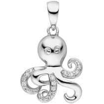 Kinder Anhänger Oktopus 925 Sterling Silber 14 Zirkonia