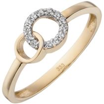 Damen Ring 333 Gelbgold drei Zirkonia Goldring