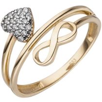 Damen Ring Herz Unendlichkeit 333 Gelbgold 18 Zirkonia