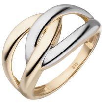 Damen Ring 333 Gelbgold, bicolor