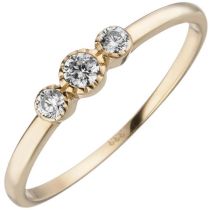 Damen Ring 333 Gelbgold 3 Zirkonia Goldring